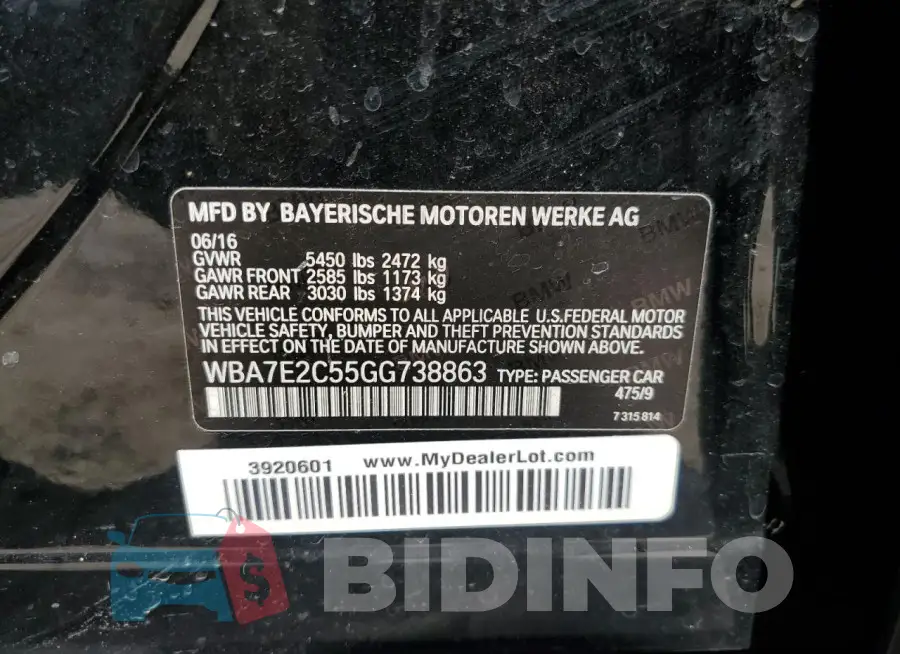 WBA7E2C55GG738863 Photo# 12