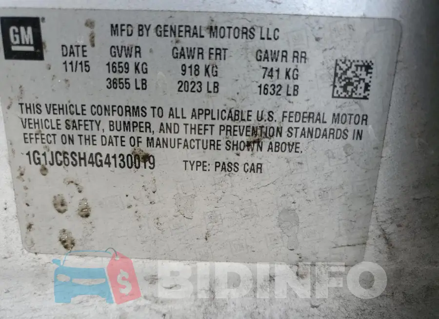 1G1JC6SH4G4130019 Photo# 13