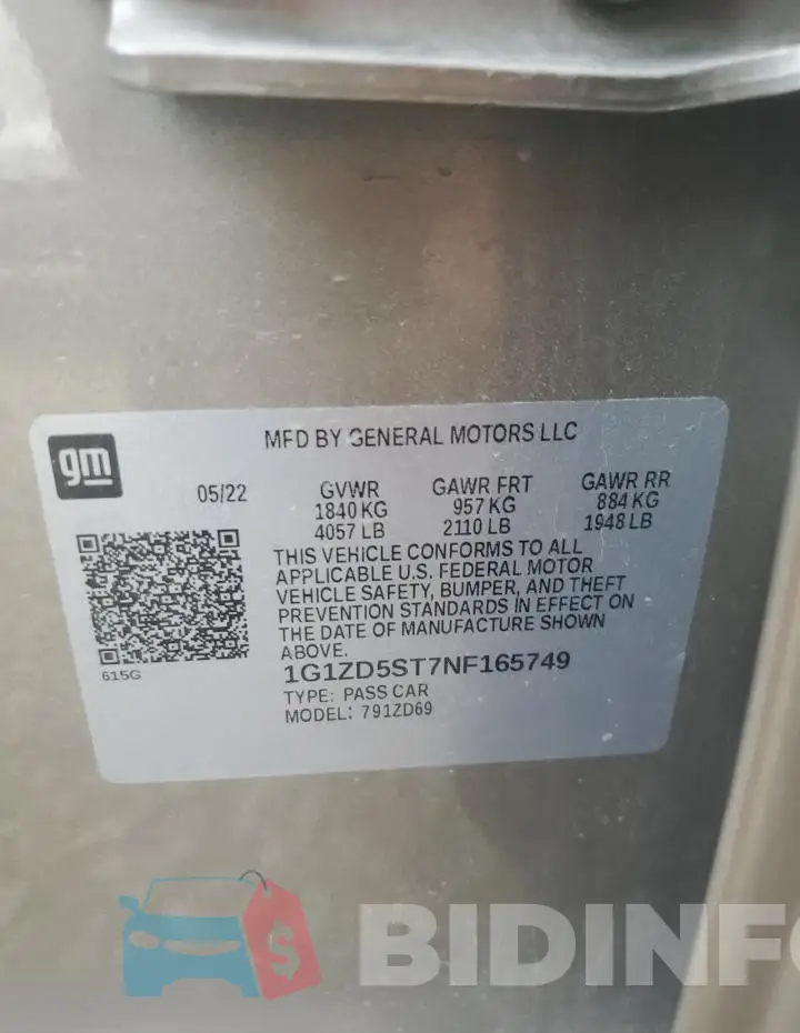 1G1ZD5ST7NF165749 Photo# 12