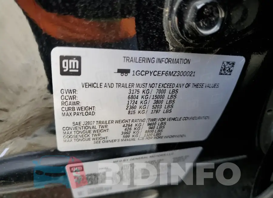 1GCPYCEF6MZ300021 Photo# 12