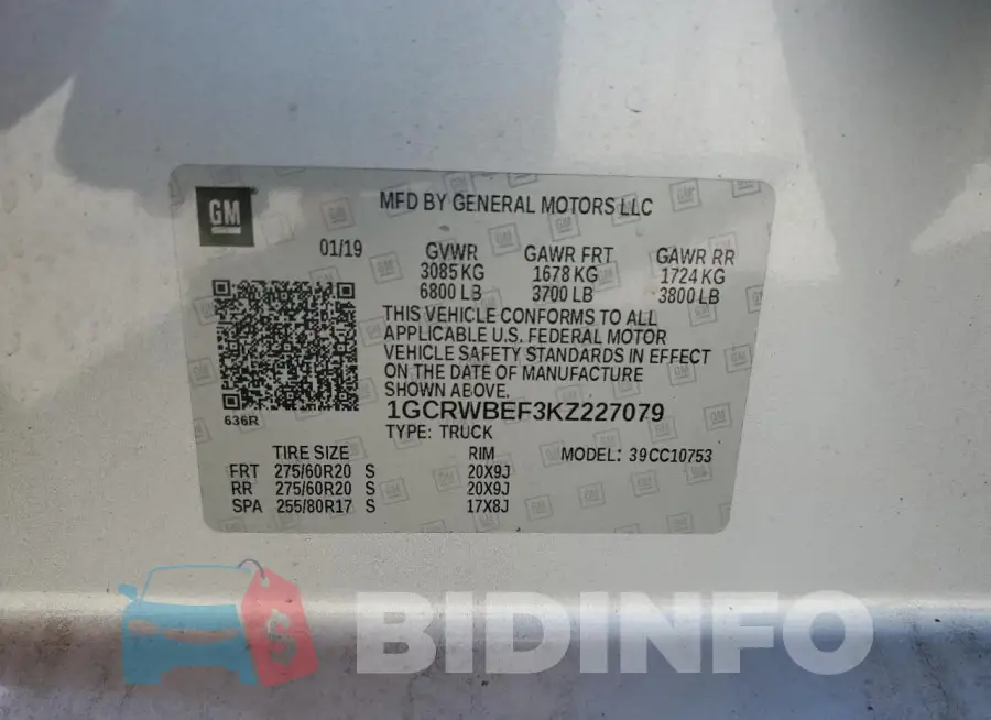 1GCRWBEF3KZ227079 Photo# 12
