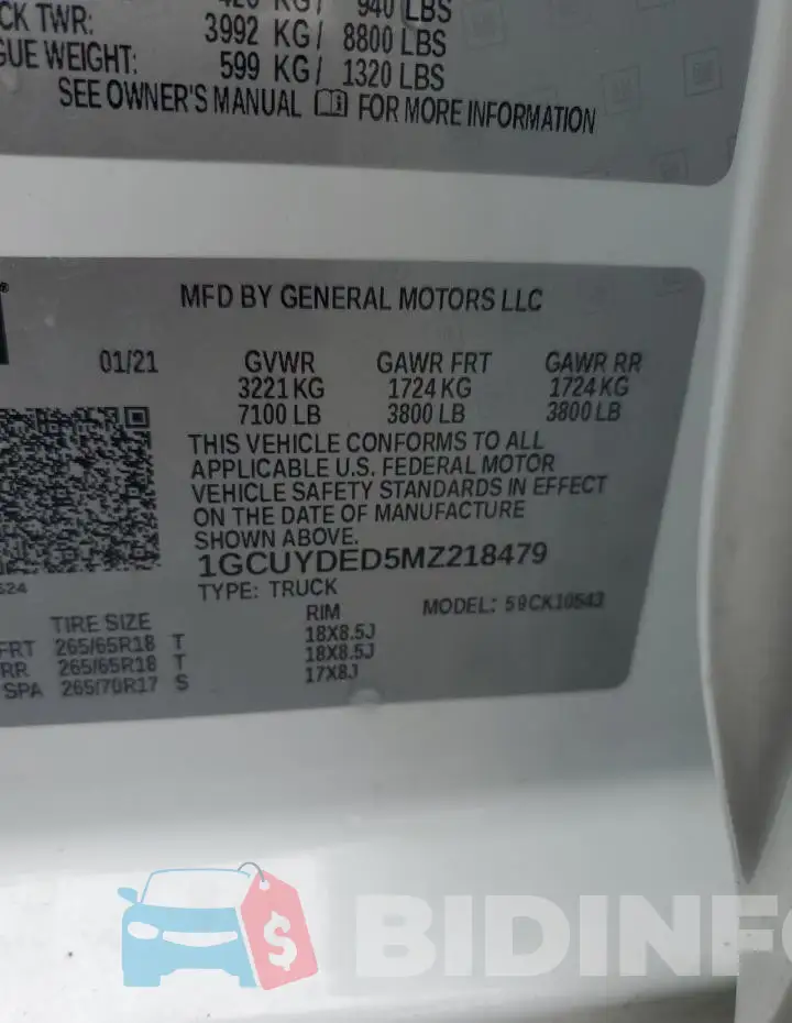 1GCUYDED5MZ218479 Photo# 13
