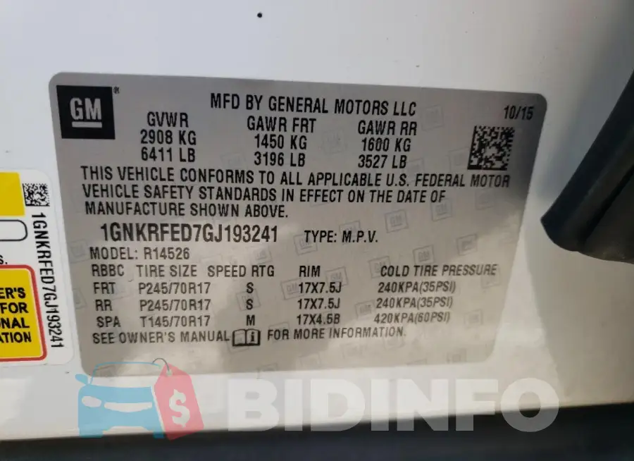 1GNKRFED7GJ193241 Photo# 12