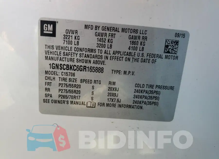 1GNSCBKC6GR165888 Photo# 14