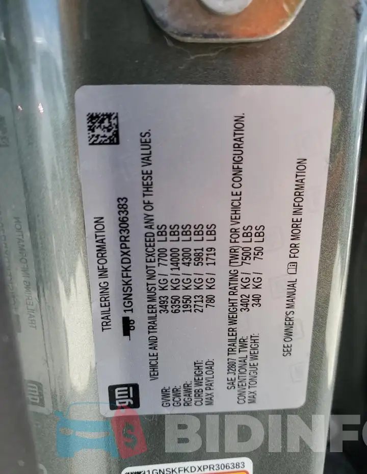 1GNSKFKDXPR306383 Photo# 14