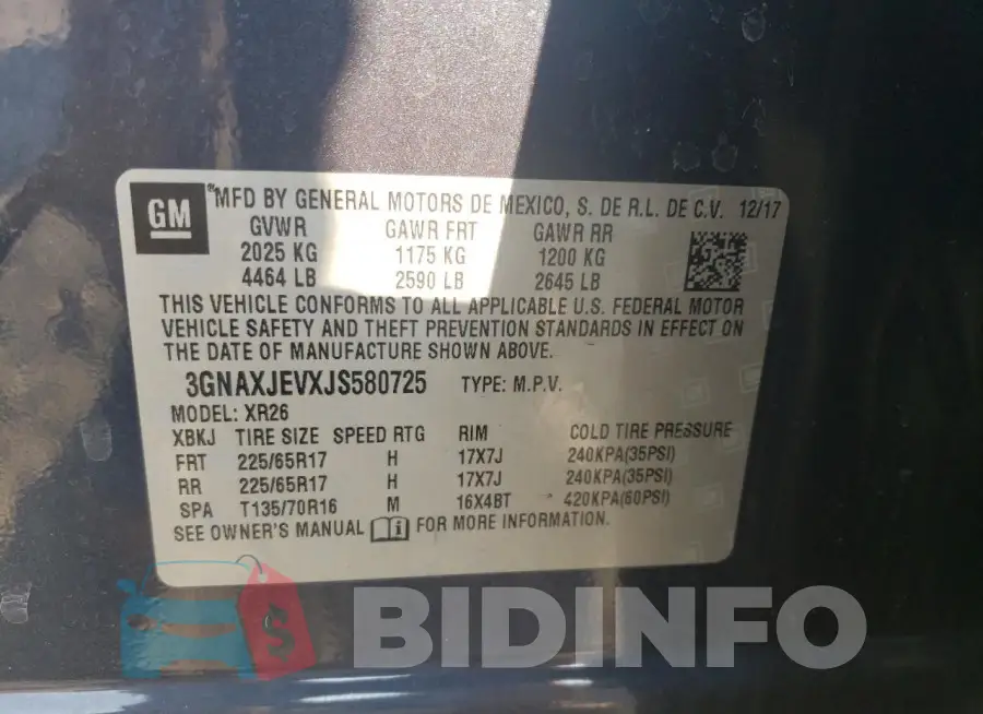 3GNAXJEVXJS580725 Photo# 13