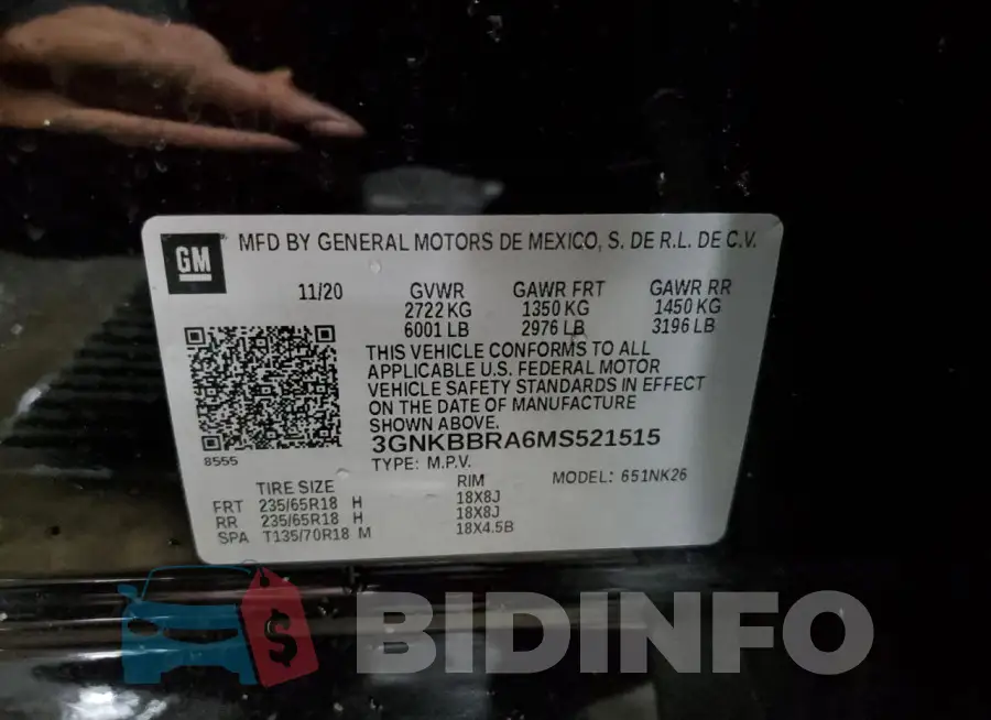 3GNKBBRA6MS521515 Photo# 13