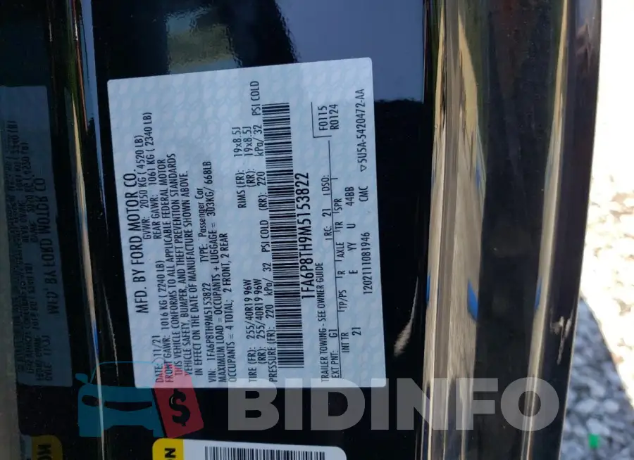1FA6P8TH9M5153822 Photo# 13