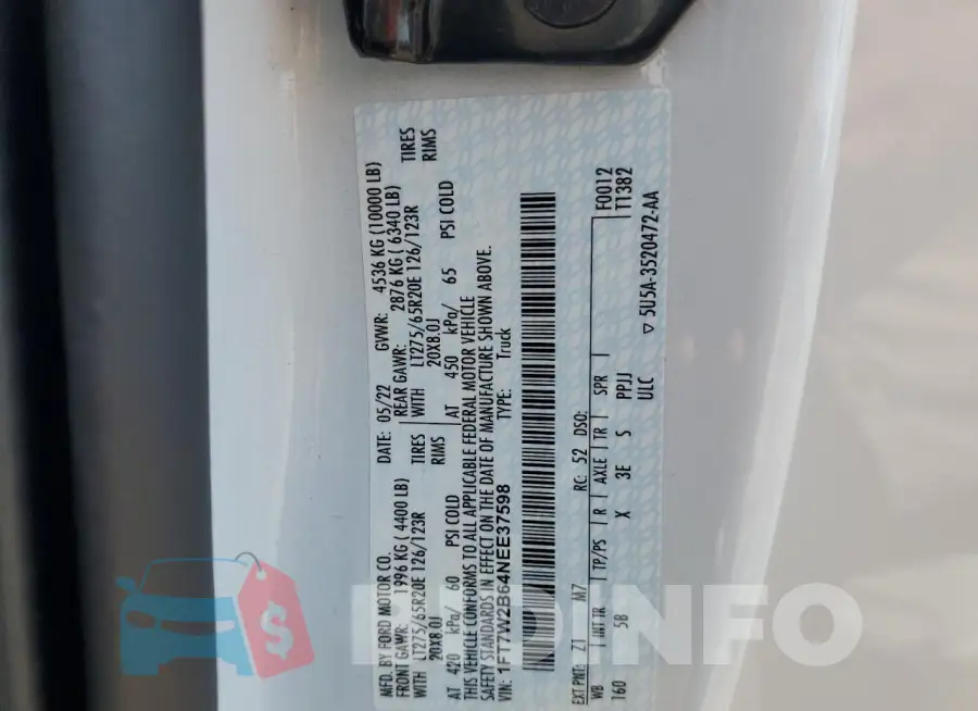 1FT7W2B64NEE37598 Photo# 12