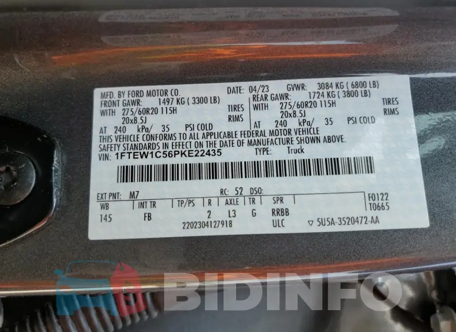 1FTEW1C56PKE22435 Photo# 12