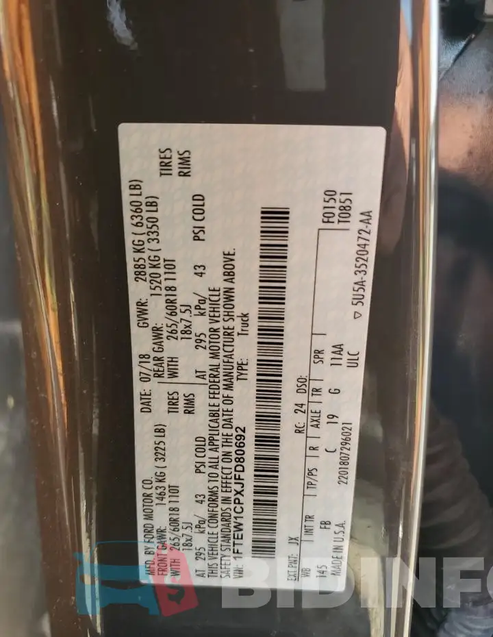 1FTEW1CPXJFD80692 Photo# 12