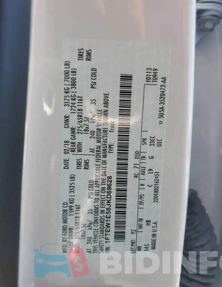 1FTEW1E58JKD69628 Photo# 12