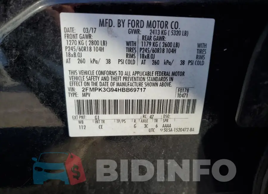 2FMPK3G94HBB69717 Photo# 13