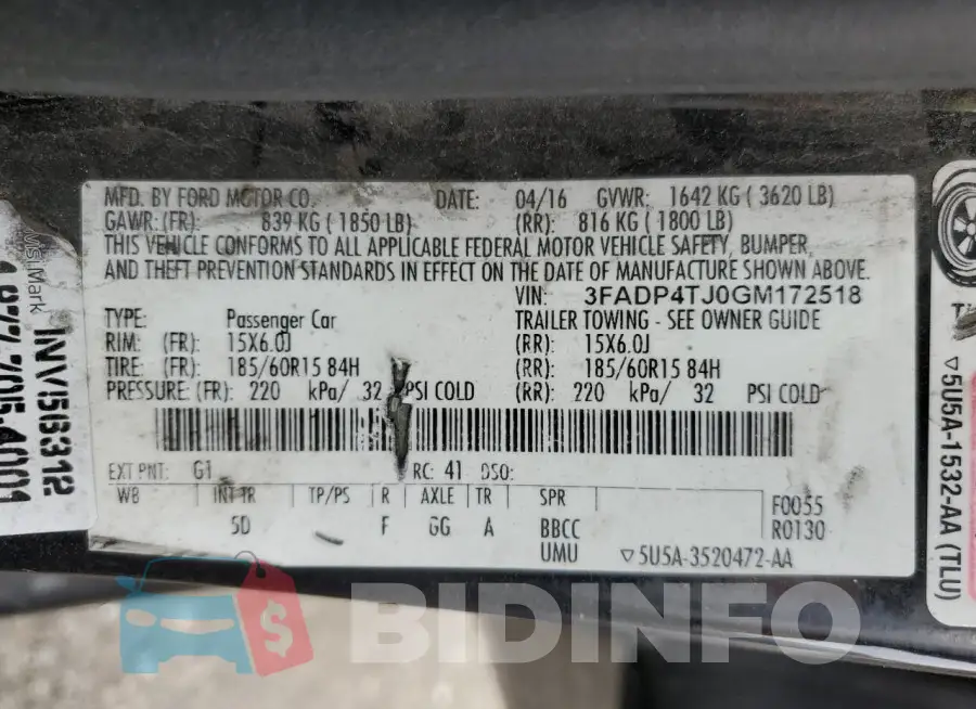 3FADP4TJ0GM172518 Photo# 12
