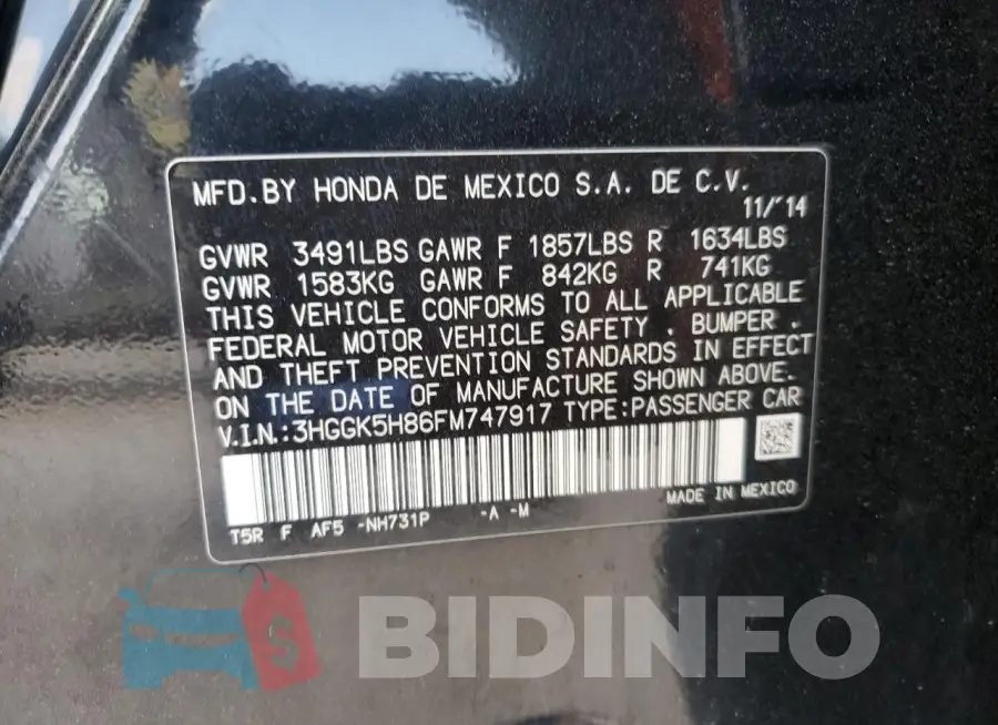3HGGK5H86FM747917 Photo# 13