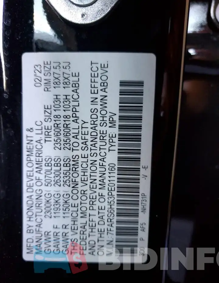 7FARS6H53PE011160 Photo# 13