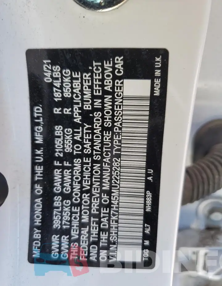 SHHFK7H45MU225282 Photo# 12