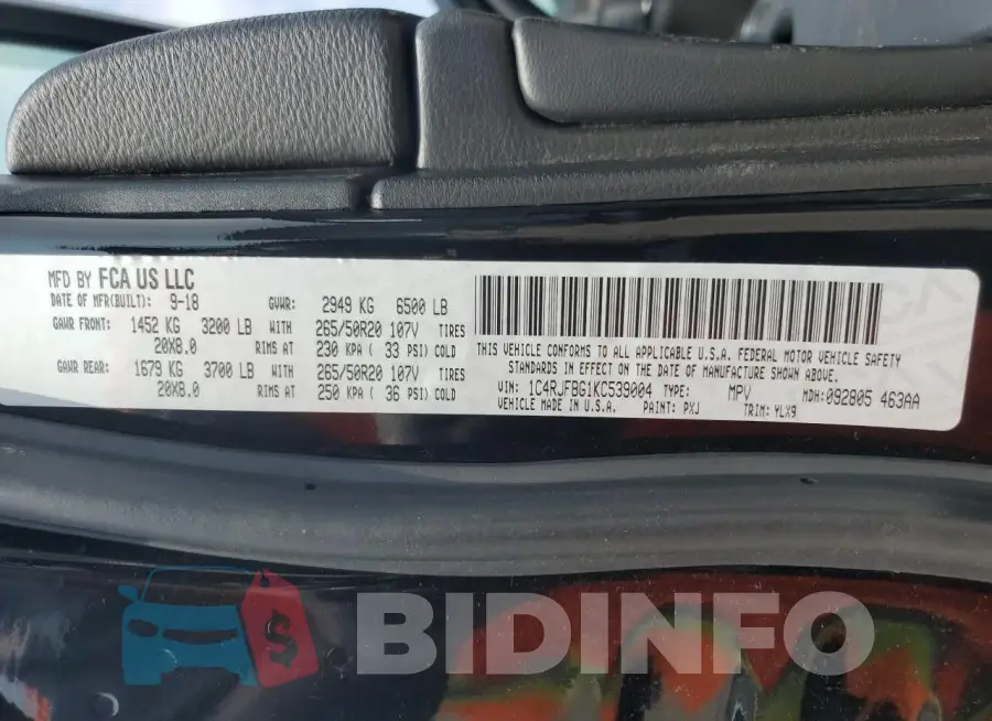 1C4RJFBG1KC539004 Photo# 13