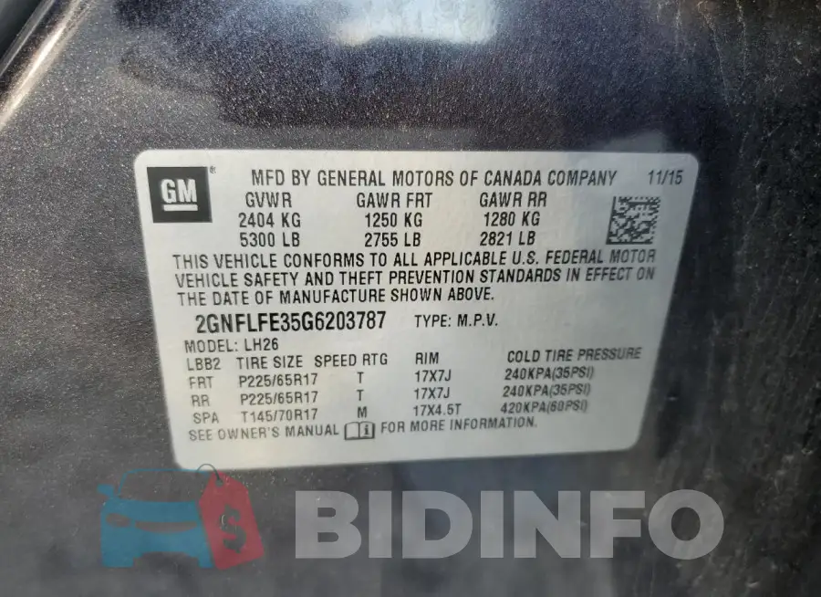 2GNFLFE35G6203787 Photo# 12