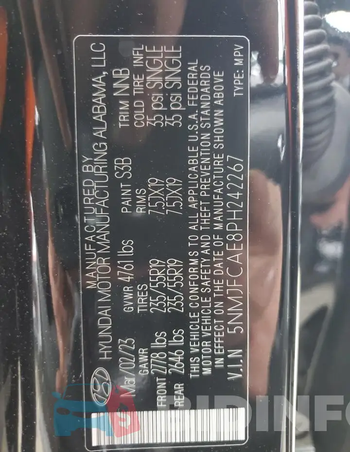 5NMJFCAE8PH242267 Photo# 13