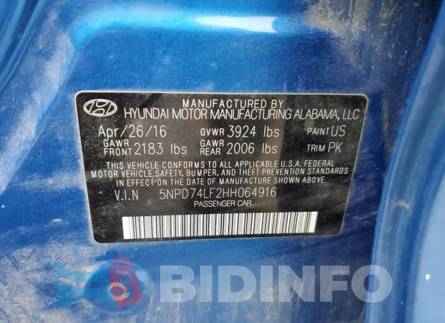 5NPD74LF2HH064916 Photo# 12