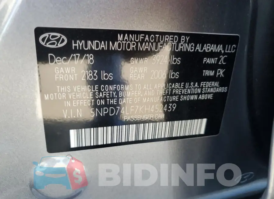 5NPD74LF7KH452439 Photo# 12