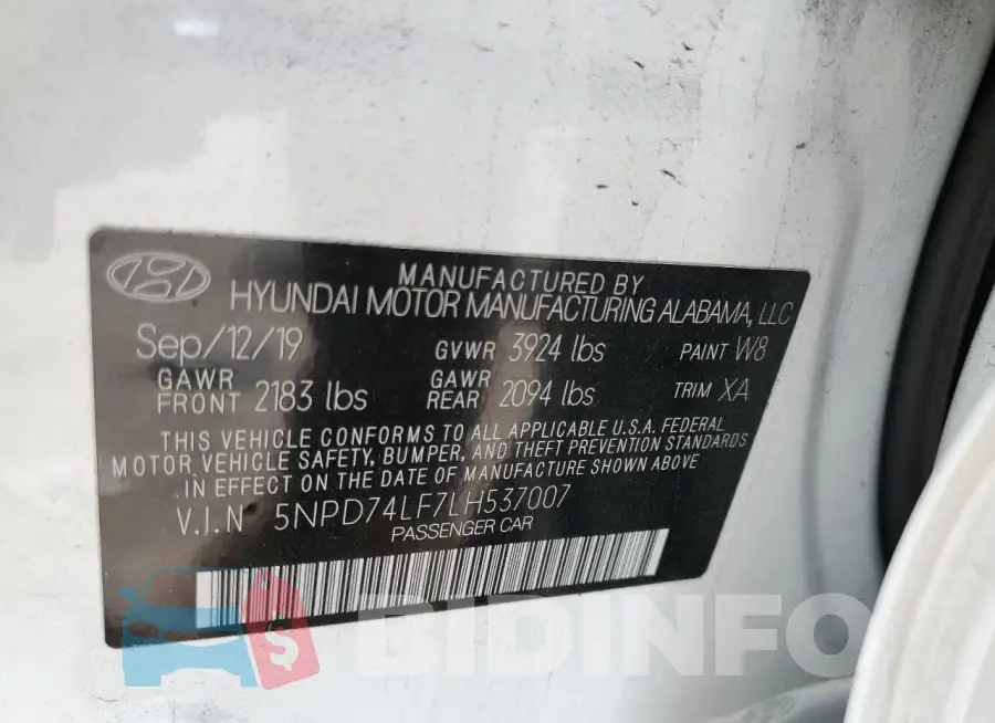 5NPD74LF7LH537007 Photo# 13