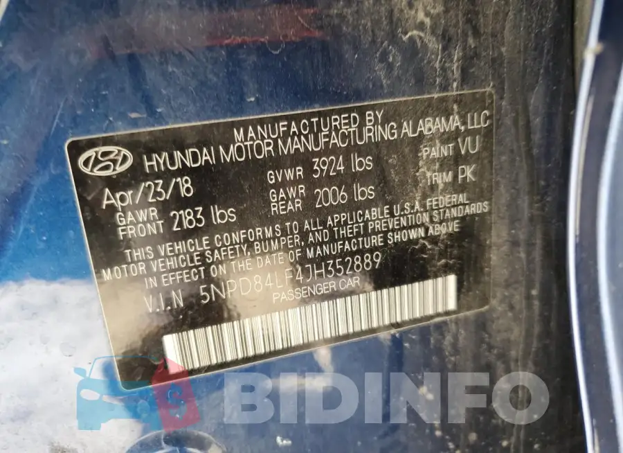 5NPD84LF4JH352889 Photo# 13