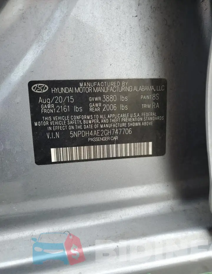 5NPDH4AE2GH747706 Photo# 13