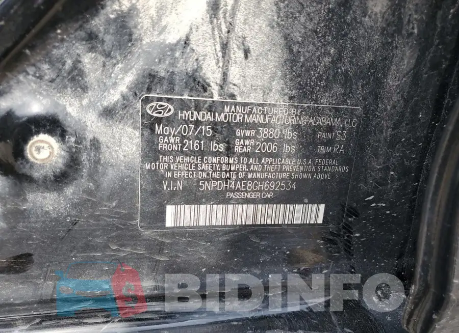 5NPDH4AE8GH692534 Photo# 12