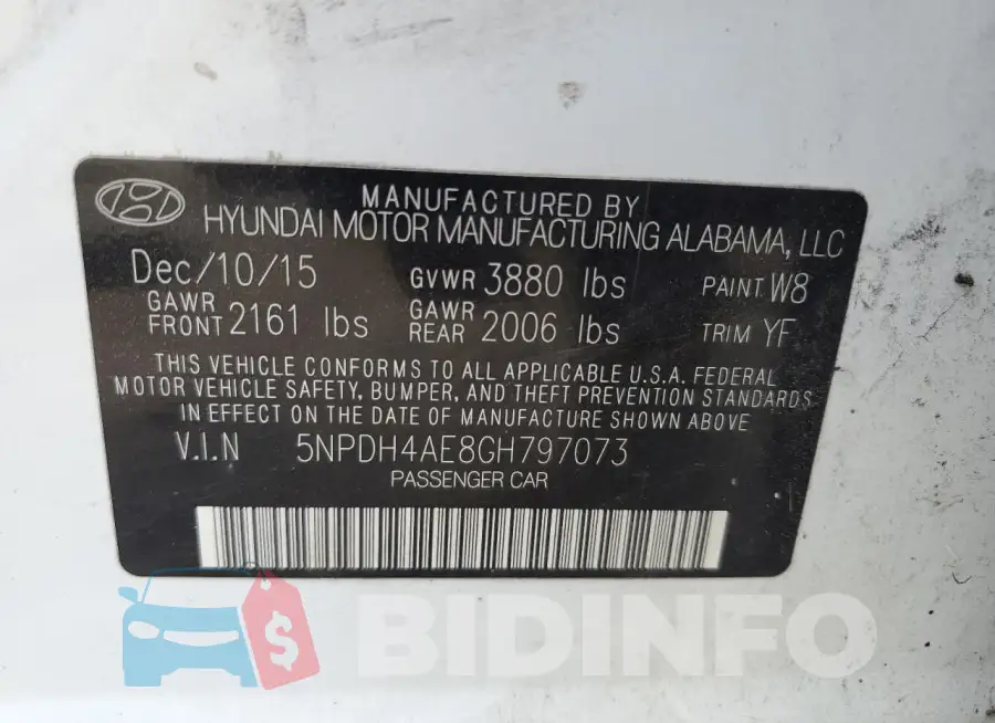 5NPDH4AE8GH797073 Photo# 12