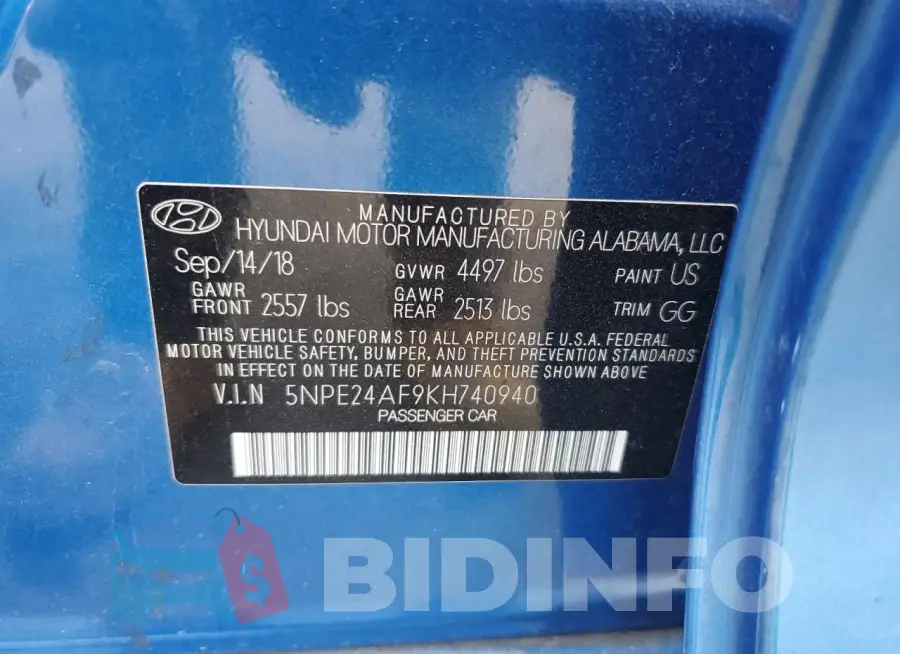 5NPE24AF9KH740940 Photo# 12