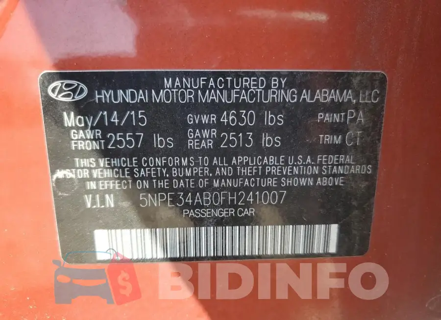 5NPE34AB0FH241007 Photo# 12