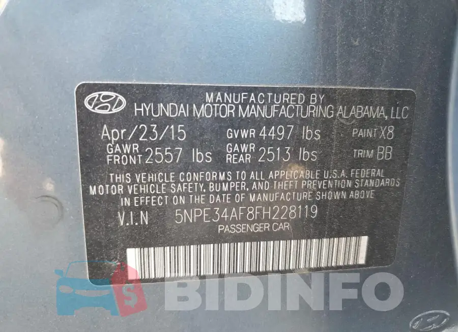 5NPE34AF8FH228119 Photo# 12