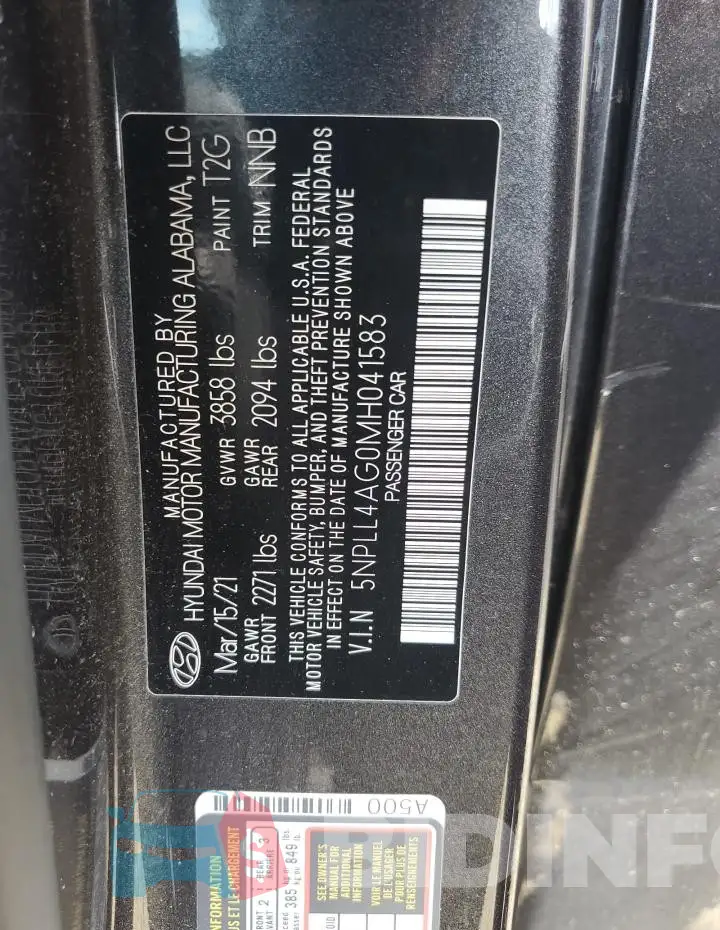 5NPLL4AG0MH041583 Photo# 12