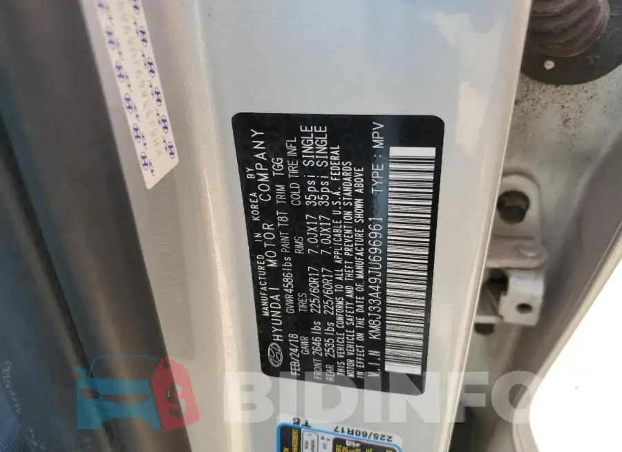 KM8J33A49JU696961 Photo# 13