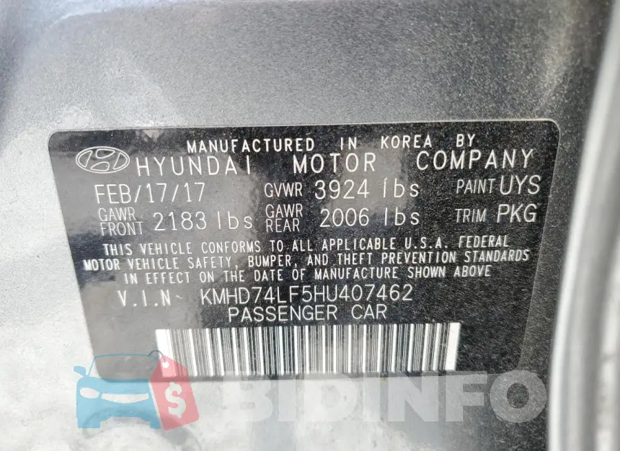 KMHD74LF5HU407462 Photo# 13
