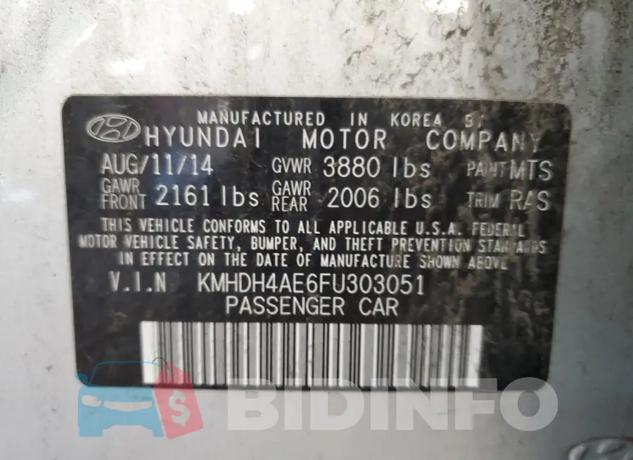 KMHDH4AE6FU303051 Photo# 13