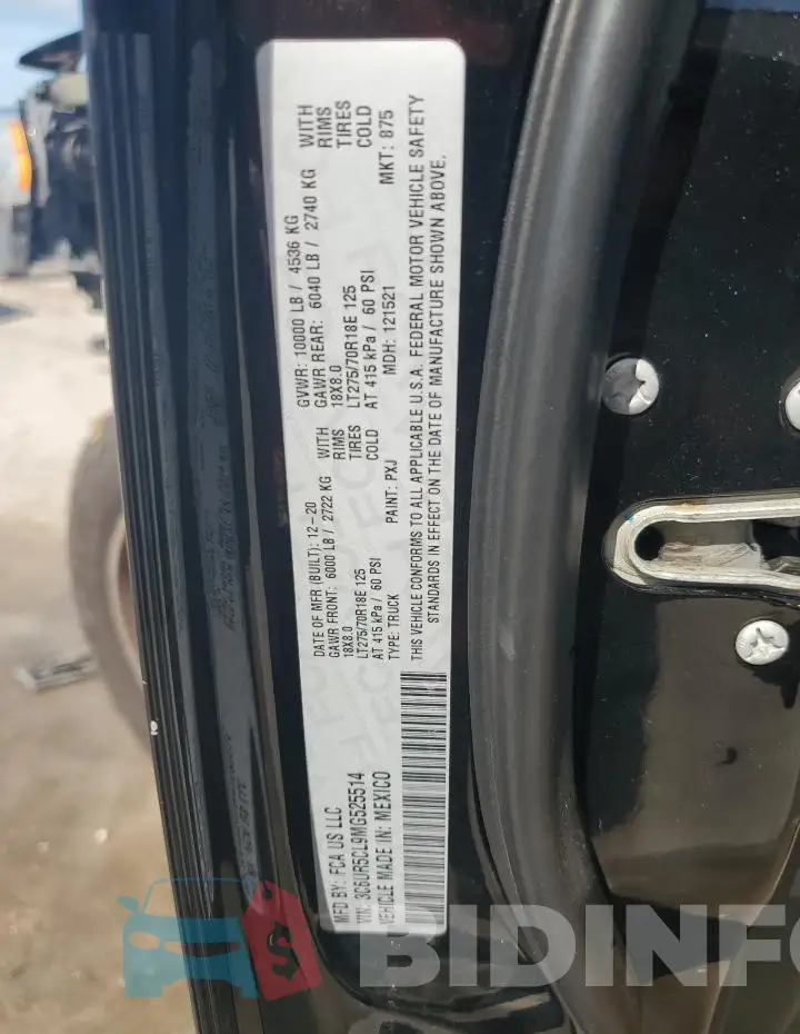3C6UR5CL9MG525514 Photo# 13