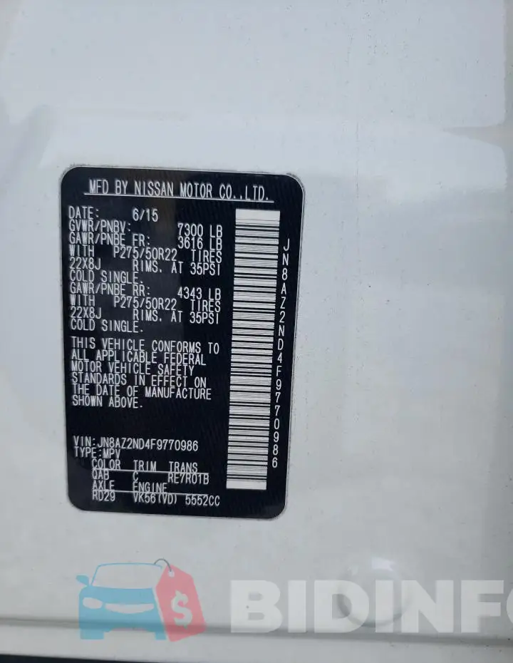 JN8AZ2ND4F9770986 Photo# 13