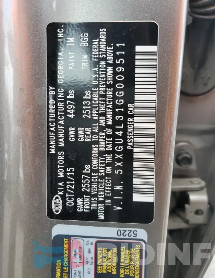 5XXGU4L31GG009511 Photo# 12