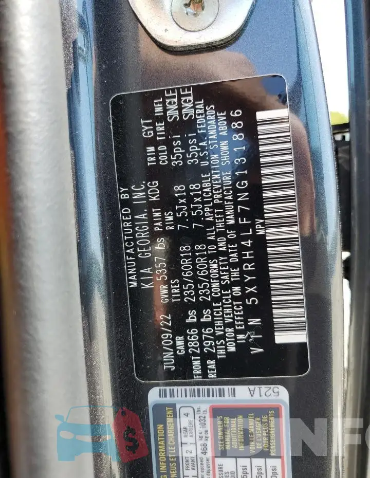5XYRH4LF7NG131886 Photo# 13
