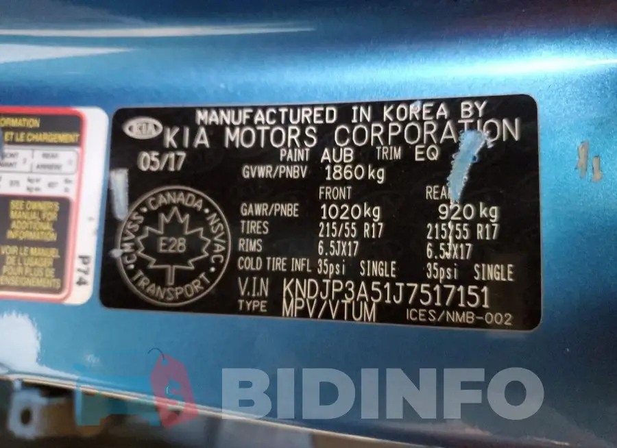 KNDJP3A51J7517151 Photo# 14