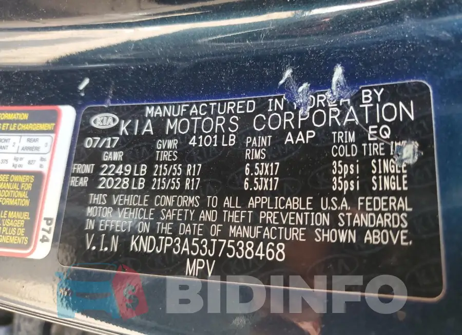 KNDJP3A53J7538468 Photo# 12