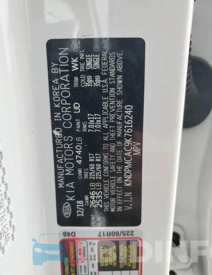 KNDPMCAC9K7616240 Photo# 13