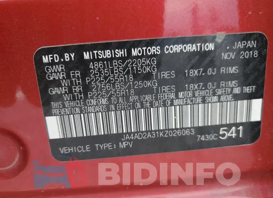 JA4AD2A31KZ026063 Photo# 14