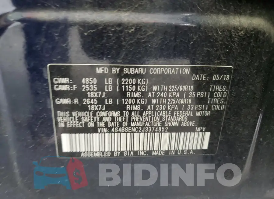4S4BSENC2J3374852 Photo# 13