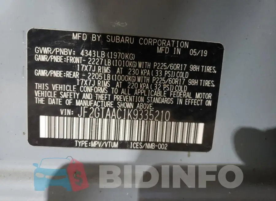 JF2GTAAC1K9335210 Photo# 13