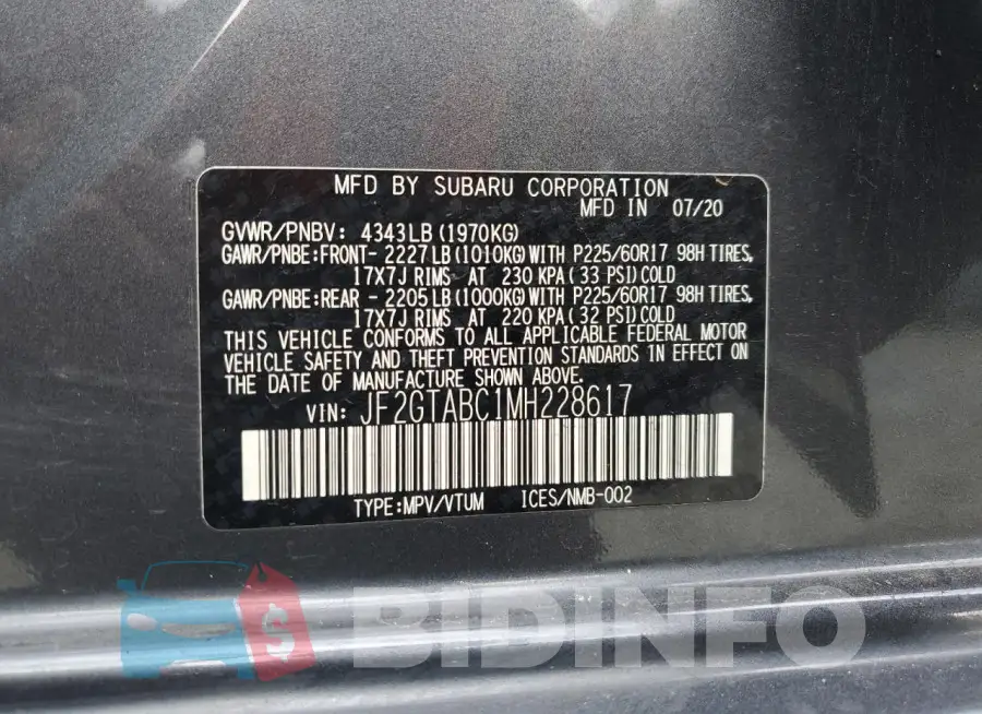 JF2GTABC1MH228617 Photo# 13