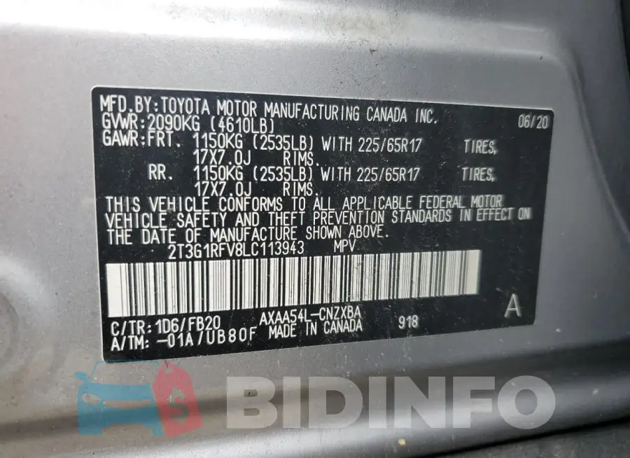 2T3G1RFV8LC113943 Photo# 13